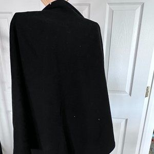Calvin Klein black asymmetrical zipper wool cape coat